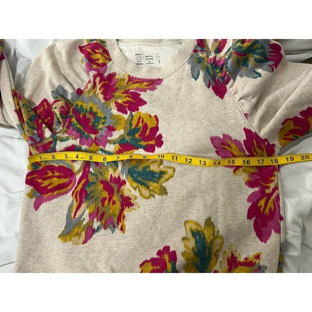 Anthropologie Saturday Sunday Edita Floral Crewneck Sweatshirt Size Small - Picture 12 of 15